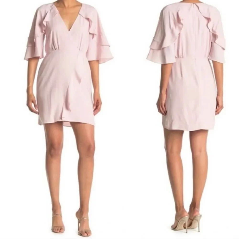 H by Halston Primose Soft Blush Pink Flutter Short Sleeve Dress sz 6